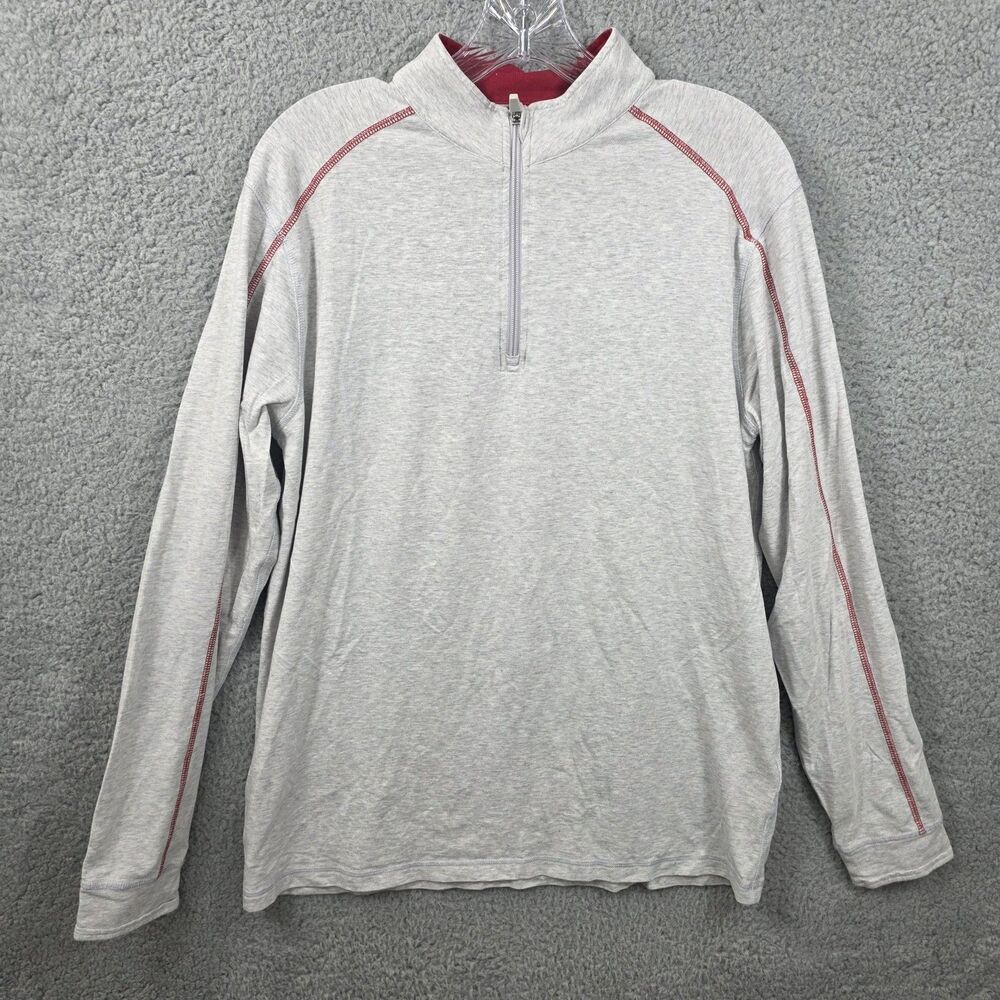 Tasc Performance Pullover Men's Gray 1/4 Zip Long Sleeve Bamboo Size M